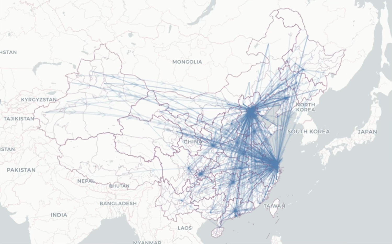 Map of virtual paths from patients to doctors on Good Doc Online